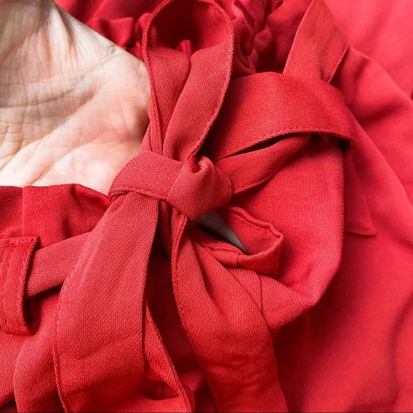 🌹 PRIMARK DARK RED CAPRI HIGH WAIST BELTED PANTS! - Picture 7 of 8